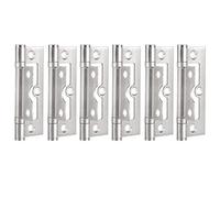 TOPINCN 6 Pcs en Acier Inoxydable Charnières, Charnières à Porte Ouverte Plate, Joint de Bout, Kit Matériel D'armoire avec Fonction de Muets pour Portes Ménagères Armoires Windows