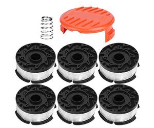 TOPINCN 6 Pièces AF 100 Bobine de Remplacement pour Chaîne de Désherbant, Accessoires de Ressort de Couvercle de Tondeuse à Gazon de Bobine de Ligne de Tondeuse à Gazon, avec Fil en