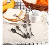 TOPINCN 6pcs Vintage Royal Style Mini Mini-Caxe de café et Fork Set Zinc Alloy Retro Table Varelle avec Motif 3D pour le de Mariage à la Maison (Bronze vert)