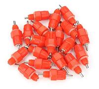 TOPINCN Abreuvoir à Mamelon de Canard de Poulet en Acier Inoxydable en Plastique de Qualité Supérieure Scellant Mangeoire à Bétail R1/8 20pcs Abreuvement Automatique d'eau pour Oie Rouge + Argent