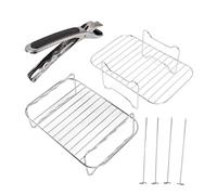 TOPINCN Accessoires pour Friteuse à Air, Support à Brochettes en Acier Inoxydable pour Friteuse à la Vapeur avec Pince Anti-brûlure Compatible avec Food 8QT Air Fryer Déshydrateur Rack