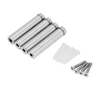 TOPINCN Acier Inoxydable 12 * 60/12 * 80 Mm dans le Support en Verre Creux Ensemble pour une Installation et une Fixation de Décoration en Verre, Ongle Publicitaire de 4pcs pour la Surface du Mur,