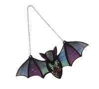 TOPINCN Attrape-Soleil Suspendu pour Fenêtre de Chauve-Souris d'halloween, Décoration d'halloween Vintage Peinte à la Main, Prisme en Acrylique 7 Couleurs pour Une Atmosphère Effrayante, Matériau