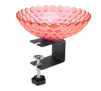 TOPINCN Baignoire d'oiseaux Montée sur Pont, Bol de Bain Détachable Boulet D'oiseau en Plastique avec Pince à Aquarelle à L'Extérieur, Mangeur D'oiseau Extérieur Bol à Eau pour Le Balcon (Rouge)