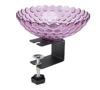 TOPINCN Baignoire d'oiseaux Montée sur Pont, Bol de Bain Détachable Boulet D'oiseau en Plastique avec Pince à Aquarelle à L'Extérieur, Mangeur D'oiseau Extérieur Bol à Eau pour Le Balcon (Purple)