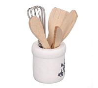 TOPINCN Batteur à œufs Miniature en Bois, Ensemble de Couteaux et de Fourchettes pour Maison de Poupée 1:12, Batteur à œufs Miniature et Ustensiles, Mini Modèles D'œufs, Jouet