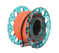 TOPINCN Bobine de Plongée Sous-marine pour Plongée Souterraine, Technique, Bobine de en Plastique de 30 M pour Plongeur avec Clip à Double extrémité et Ligne Orange, Noir/bleu/blanc/rouge (roue bleue)