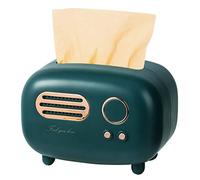TOPINCN Boîte à Serviettes, Modèle Radio Rétro Boîte à Mouchoirs Porte-lingettes Distributeur de Feuilles de Sèche-Table Porte-Serviettes Décoratif pour Le Bureau à Domicile et Les (Oiseau Lac Vert)