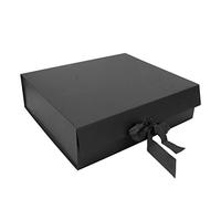 TOPINCN Boîte Pliable Décoration de Ruban élégant Grande Boîte D'emballage pour Cosmétiques, Bijoux, Parfum pour la Fête des Mères, Anniversaire - Papier 12,2 X 10,6 X 3,5 Pouces (BLACK)