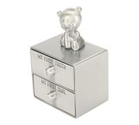 TOPINCN Boîte pour Première Dent de bébé, Motif Ours de Dessin animé Mignon, Parfaite pour Ranger les Premières Dents et Boucles, Matériau en Alliage de Zinc argenté pour Garçons et Filles