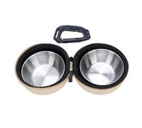 TOPINCN Bol Mangeoire pour Animaux de Compagnie de Voyage, Bols pour Chiens en Acier Inoxydable avec Sac de Rangement EVA, Portable Pliable pour Camping en Plein Air Randonnée (Kaki)