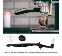 TOPINCN Brosse de Nettoyage pour Machine à Café-brosse de Machine à café à Double Usage en Plastique de qualité Supérieure, Cuillère électrique pour, Noire