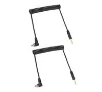 TOPINCN Câble de Synchronisation Flash enroulé Universel avec Verrouillage à Vis pour Appareils Photo, 2 Câbles PC 3,5 Mm vers Mâle, Réponse Rapide pour Stroboscopes, Plastique Noir + Alliage,