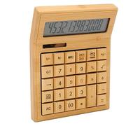 TOPINCN Calculatrice de Fonction à énergie Solaire en Bois avec Affichage Numérique 12 Bits pour Espace de Travail à Domicile