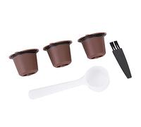 TOPINCN Capsules de café Réutilisables, Paquet de 3 Dosettes Rechargeables en PP de qualité Alimentaire et en Acier Inoxydable pour Machine à café avec Brosse à Cuillère (BROWN)