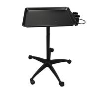 TOPINCN Chariot Roulant de Plateau de Salon de Hauteur Réglable avec Support de Sèche-cheveux pour Salon de Coiffure en Aluminium Noir