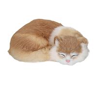 TOPINCN Chat Endormi Réaliste Figurine de Chats à Fourrure Réaliste Modèle de Chat Endormi Décoratif en Peluche Moelleuse avec Fourrure Artificielle Douce pour de Bureau à Domicile