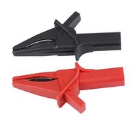 TOPINCN Clips de Connexion Simple HT18A Gator pour Oscilloscope, Pinces Dentaires Entièrement Isolées avec Ouverture de Mâchoire de 30 Mm, 2pcs Clips Noirs Rouges pour Tester les Fils Fins