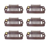 TOPINCN Clips de Perruque, Peigne à Pression, Conception de Dents Rondes, Clips en Acier Inoxydable avec Poignées en Caoutchouc, 50 Pièces pour Perruques, Tissage de Cheveux (MEDIUM BROWN)