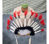 TOPINCN Coiffe de Chef Autochtone, Chapeau Indien à Plumes Colorées, Accessoires pour Enfants et Adultes pour Fête D'Halloween (Couleur assortie)