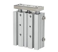 TOPINCN Cylindre Pneumatique à 3 Tiges, Double Action en Alliage D'aluminium, Alésage de 12mm, Course de 40mm pour un Usage Intensif