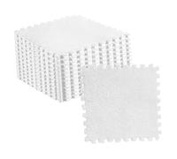 TOPINCN Dalles de Moquette Emboîtables en Peluche Douce, 10 Pièces de Dalles de Tapis en Mousse de Sol Puzzle Adaptées à la Chambre/Salon, Conception et Lavable (White)