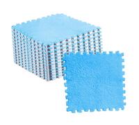 TOPINCN Dalles de Moquette Emboîtables en Peluche Douce, 10 Pièces de Dalles de Tapis en Mousse de Sol Puzzle Adaptées à la Chambre/Salon, Conception et Lavable (Bleu Ciel)
