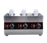 TOPINCN Distributeur électrique Commercial de Réchauffeur de Sauce au Fromage 480W, Bouteilles en Acier Inoxydable pour Fromage Nacho, Fudge Chaud, Caramel (Prise UE 220V)