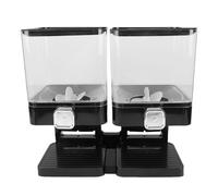 TOPINCN Double Distributeur de Céréales, Distributeur de Support de Récipient de Stockage de Céréales pour Grains de Riz, Noix, de Nourriture Sèche pour Comptoir de Cuisine, (BLACK)