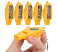 TOPINCN Durable 4 en 1 Coup de Sifflet avec Thermomètre à Boussole, 5X ABS Yellow Sifflets