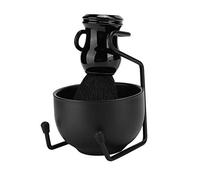 TOPINCN Ensemble de 3 Pièces Support Professionnel pour Outil de Rasage de Barbe pour Hommes, Brosse à Cheveux, Bol à Savon pour un Rangement Pratique avec Support en Alliage de Fer et Bol en Acier