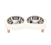 TOPINCN Ensemble de Bols pour Chiens en Céramique Surélevés, Bols d'alimentation Doubles pour Animaux de Compagnie (Beige)