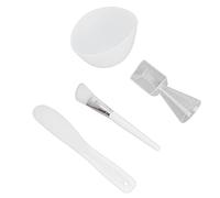 TOPINCN Ensemble de Bols pour Masque Facial, Cuillère à Mesurer en Silicone, Spatule, Brosse, Kit pour Masque Facial, Outil de Soins de la Peau pour Femmes, Lavable, Blanc