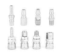 TOPINCN Ensemble de Connecteurs de Raccords Rapides Pneumatiques 1/4" Prise de Dégagement Plaquée étain Durable pour Tuyau de Compresseur D'air, Facile à Utiliser pour L'atelier de Garage à Domicile