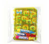 TOPINCN Ensemble de Modèles de Peinture avec Tableau Creux avec Figures Géométriques de L'alphabet et 3 Stylos pour Enfants âgés de 3 à 6 Ans, Matière Plastique Durable, Jouet éducatif pour