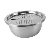 TOPINCN Ensemble de Passoire 3 en 1, Ensemble de Bols à Râpe Multifonctions en Acier Inoxydable avec Grille Amovible, pour Laver le Riz, Cuire les Nouilles et Préparer des Salades (28CM)