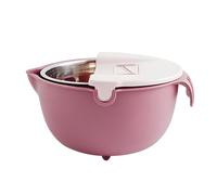 TOPINCN Ensemble de Passoire de Colonie 9 en 1, 4 Litres de Grande capacité à 360 ° Panier de Cuisine à Double Couche Rotatif avec Gardien de la Main de (rouge)