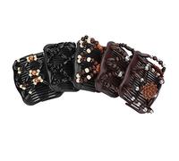 TOPINCN Ensemble de Pinces à Double Peigne à Cheveux, Matériau Durable, Outil de Coiffure pour Diverses Coiffures, Peigne Extensible perlé pour Femmes, Utilisation en Salon