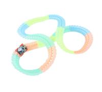 TOPINCN Ensemble de Piste de Voiture de Course, Jouets de Construction, Piste de Course Flexible Qui Brille dans Le Noir avec Voitures et Piste Pliable de 18 Pieds pour Garçons et Filles (224PCS)