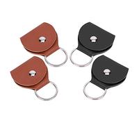 TOPINCN Ensemble de Supports de Plectres de Guitare, 4 Pièces, Porte-clés en Cuir Portable, Accessoire de Rangement élégant pour Musiciens, Noir et Marron