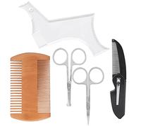 TOPINCN Ensemble D'outils de Mise en Forme de Barbe avec Peigne Transparent et Ciseaux Robustes pour un Coiffage et un Toilettage Précis de la Barbe