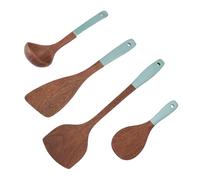 TOPINCN Ensemble D'Ustensiles de Cuisine en Bois, Robustes et Lisses, en Bois Composite, avec Trou de Suspension pour Cuillère à Soupe, Louche et spatule. Ustensiles de Cuisine (Type 2)