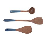 TOPINCN Ensemble D'Ustensiles de Cuisine en Bois, Robustes et Lisses, en Bois Composite, avec Trou de Suspension pour Cuillère à Soupe, Louche et spatule. Ustensiles de Cuisine (Type 1)