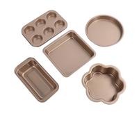 TOPINCN Ensemble D'ustensiles de Cuisson Antiadhésifs en Acier au Carbone, 6 Pièces, avec Fond Ample, pour, Muffin, Pizza, Gâteau (Doré)