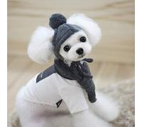 TOPINCN Ensemble écharpe à Chapeau pour Animaux de Compagnie Chaude - Chiens Drôles Accessoires de Cosplay d'hiver pour Chiot - Tissu de la Peau en Tissu Rouge et Gris Taille S&M pour Les Fêtes de