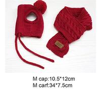 TOPINCN Ensemble écharpe à Chapeau pour Animaux de Compagnie Chaude - Chiens Drôles Accessoires de Cosplay d'hiver pour Chiot - Tissu de la Peau en Tissu Rouge et Gris Taille S&M pour Les Fêtes de