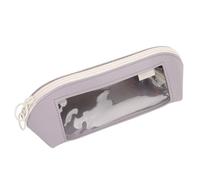 TOPINCN Étui à Crayon pour Filles Adolescents, Sac de Stylo en Cuir PU Transparent Piste de Crayon Visible Beau Sac de Papeterie, Boîte à Crayon Portable de Grande capacité Organisateur (Purple)