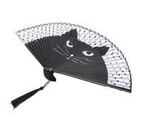 TOPINCN Éventail Pliant en Forme de Chat de Style Japonais, Léger, Portable, Peint à Jet d'encre, pour Fêtes de Mariage, Cadeaux D'église Dansante