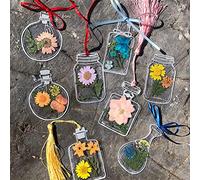 TOPINCN Fleur Séchée Transparente, Beaux Marque-pages pour les Amoureux de la Nature, 30 Pièces, Matériel PET pour Enfants et Adultes (A)