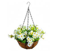 TOPINCN Fleurs Artificielles Blanches pour L'extérieur, Panier Suspendu